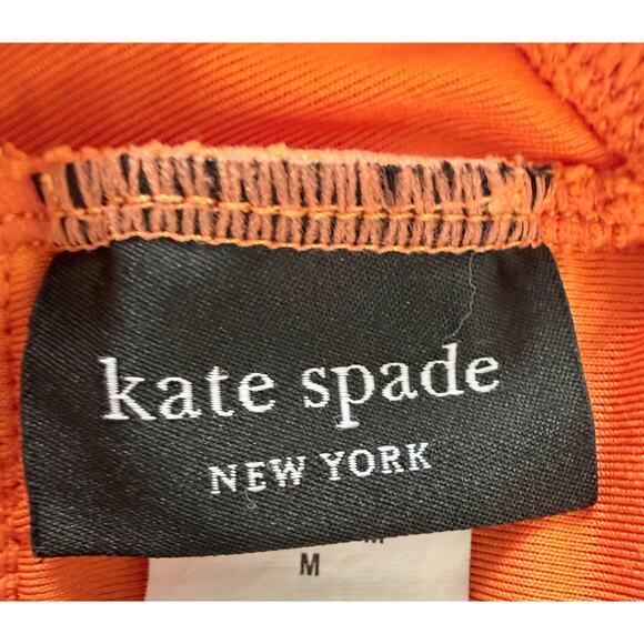 Kate Spade Scalloped One Piece Swimsuit Orange Textured Padded Size M Summer - Picture 7 of 9